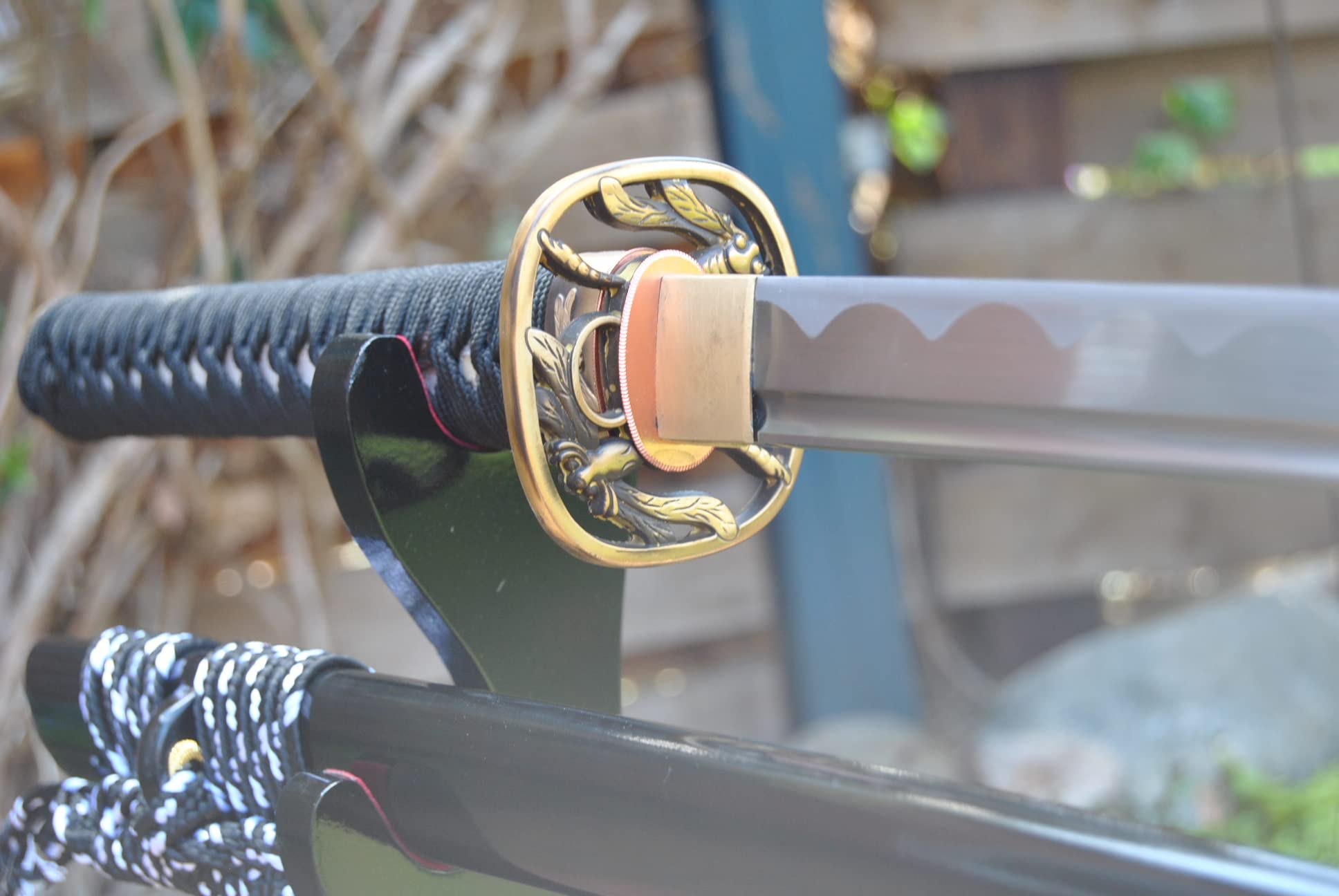 Samurai Oriole Katana Schwerter - scharf, echt & handgeschmiedet - gefaltetes Katana Schwert ohne Ständer - echtes Japanisches Samurai Sword aus Kohlenstoffstahl - Japan Deko Katanas