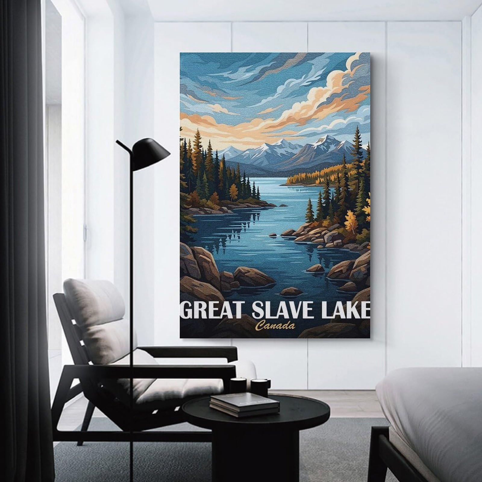 Junmoney Great Slave Lake Canada Landscape Wall Picture Print, 20x30inch(50x75cm), for Art Walls, Layered Displays Or Homes, Home Wall Art for Statement Displays