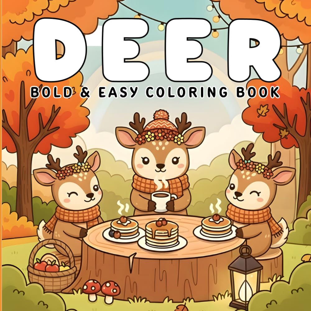 Deer Coloring Book: Bold and Easy Deer Coloring Pages for Relaxation and Stress Relief for Teens and Adults