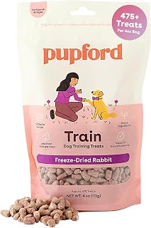 Pupford Freeze-Dried Rabbit Training Treats for Dogs & Puppies - 475+ Low-Calorie 2-Ingredient Bites, 4oz