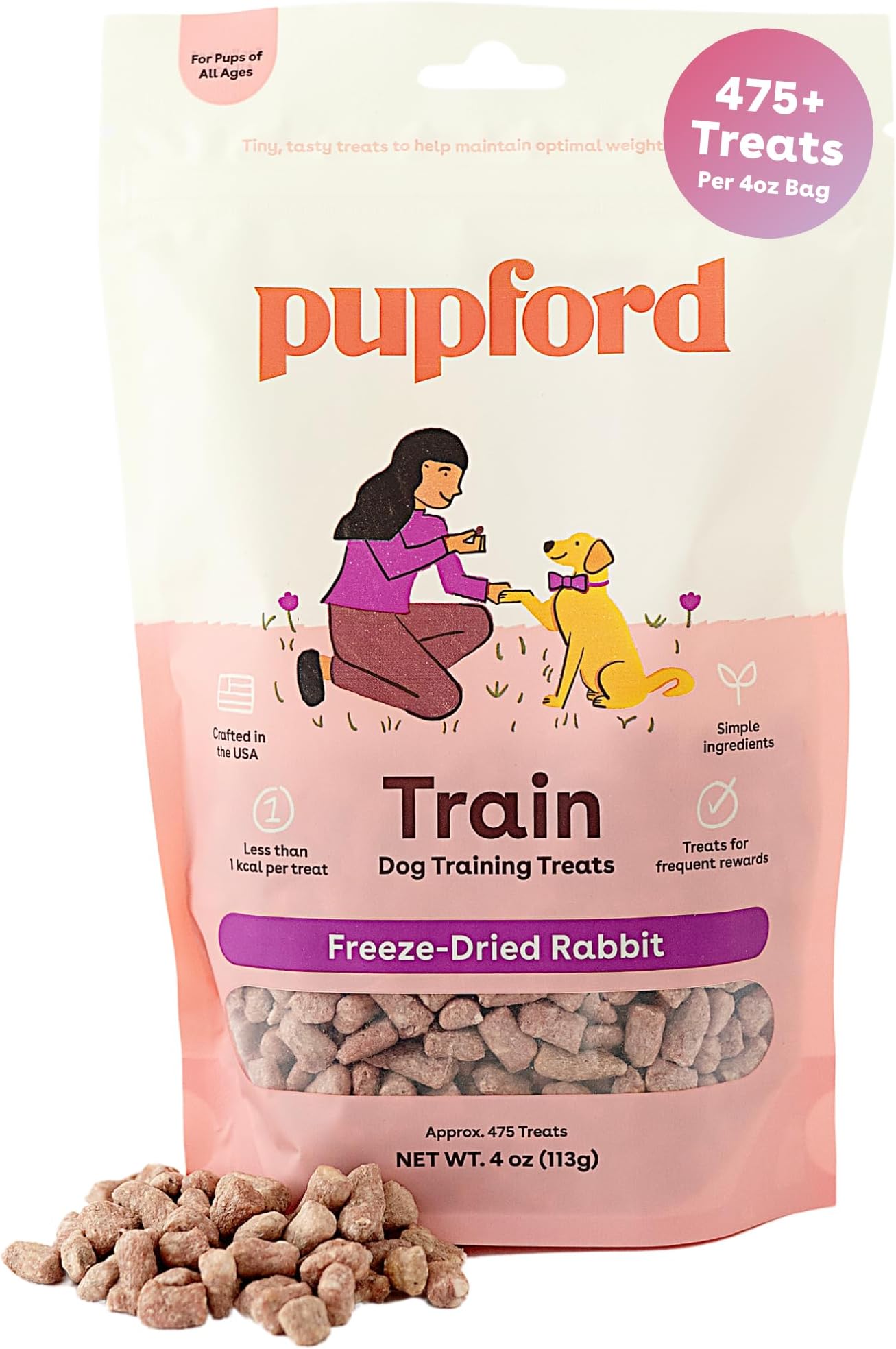 Freeze-Dried Training Treats for Dogs & Puppies, Over 475 Two-Ingredient Bites (Rabbit, 4 Oz) Ounces (Pack of 1)