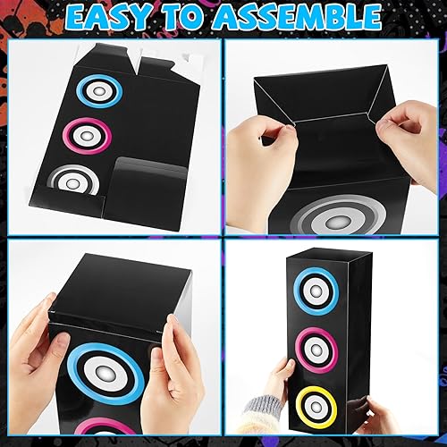 Miniatura 3 de 6 cajas de fiesta de los años 80 y 90, cajas grandes de decoración de fiesta de hip hop, cajas grandes de papel Boombox para decoración retro de los