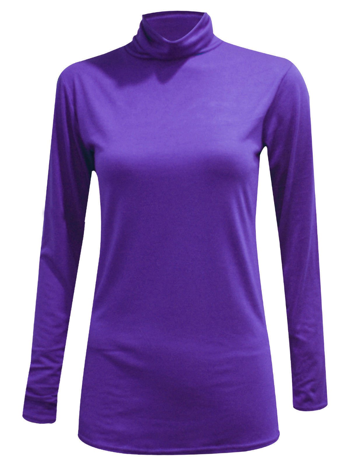 Metluq M0d4 Women's Purple Plain Polo Long Sleeve Roll Neck Turtle Jumper Top 8-26 (, Uk 24-26 Xxxl)
