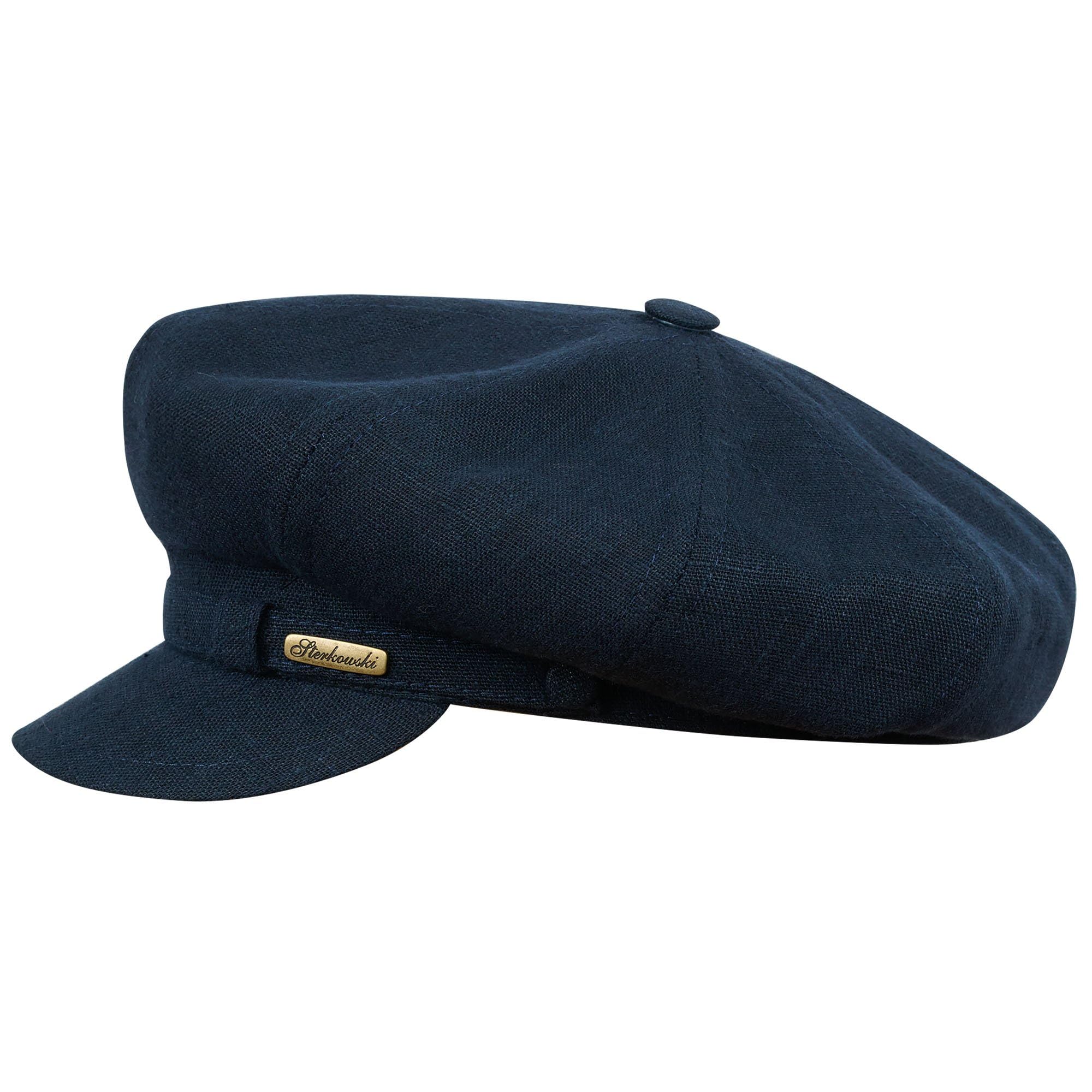 Berretto Estivo In Lino Sterkowski, Modello Gatsby A 8 Spicchi, Vintage, Regolabile, Made In Polonia