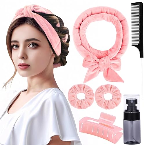 Rizadores sin calor para dormir con diadema de barra rizadora sin calor para cabello largo durante la noche sin rizos de calor para mujeres,