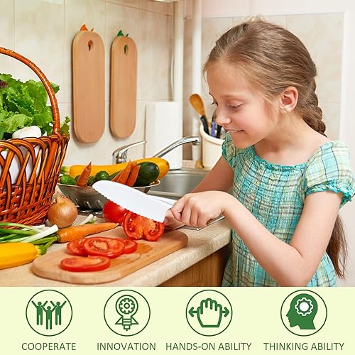 Miniatura 5 de GzfunTeng Juego de 11 cuchillos de cocina para niños, juego de cuchillos para niños para cocina real, el juego de cuchillos para niños pequeños