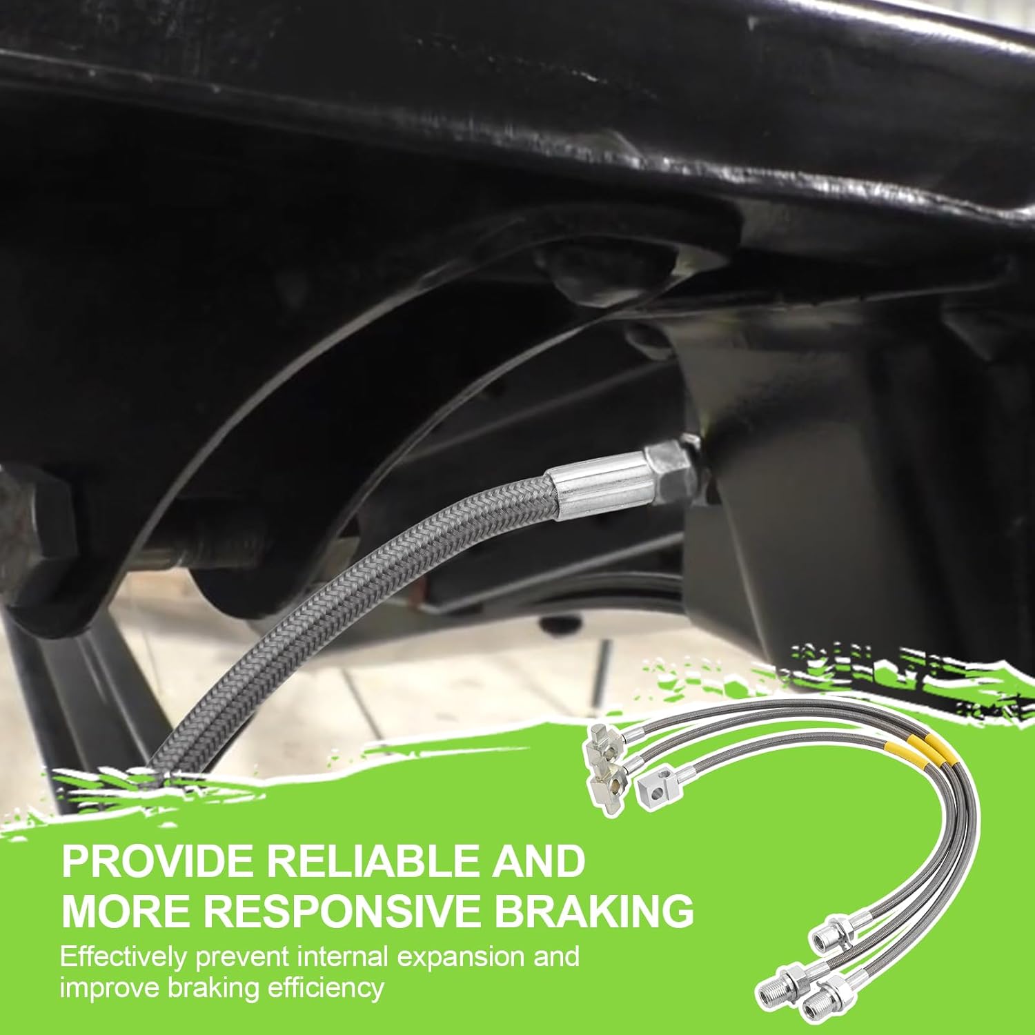 3PCS Front and Rear Brake Lines 89340S 89335S, Extended Stainless Steel Brake Lines Compatible with 1971-1991 Chevy GMC C/K 15 20 25 Blazer 4"-6" Lift