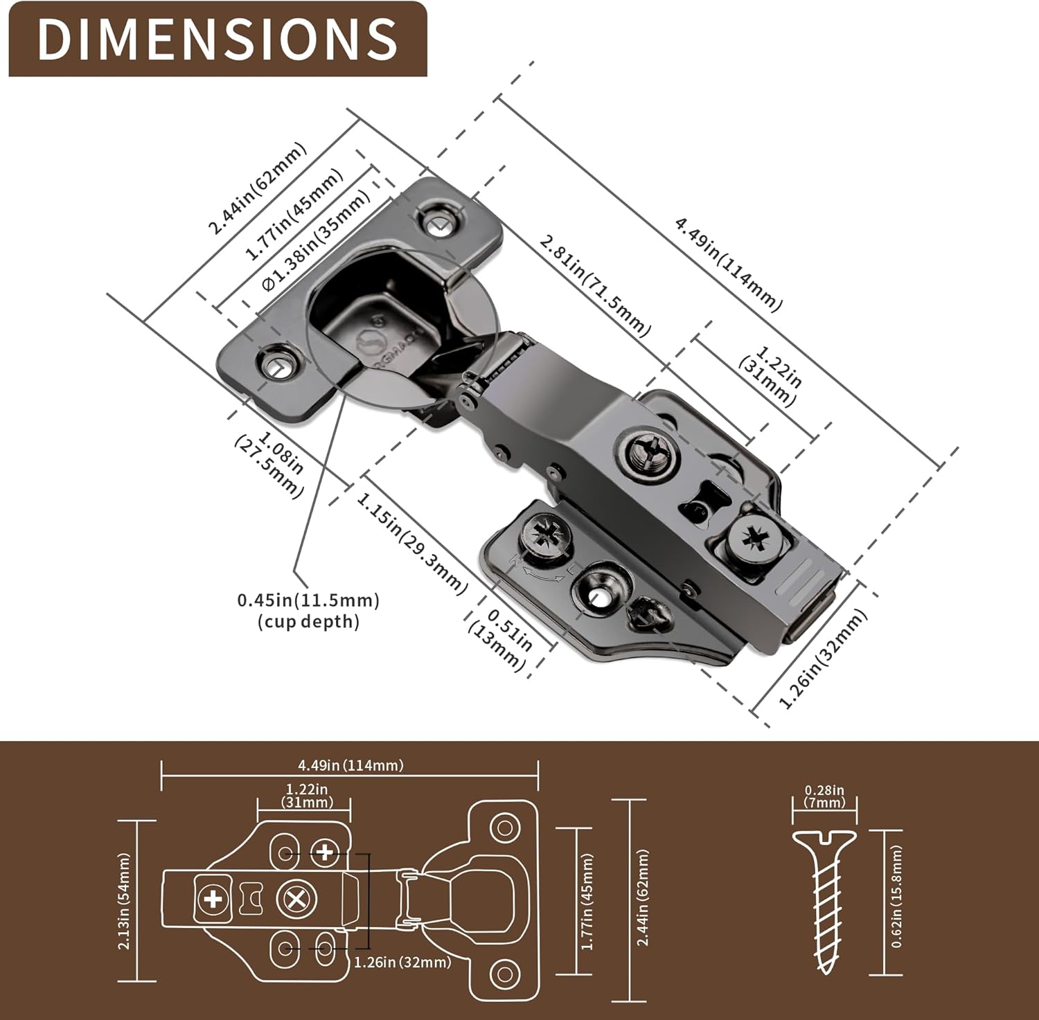 20 Pack Full Overlay Soft Close Cabinet Hinges 105° Frameless 3 Way Adjustable Soft Close Hinges for Cabinet Doors Kitchen Cabinet Door Hinges with Screws Bright Nickel