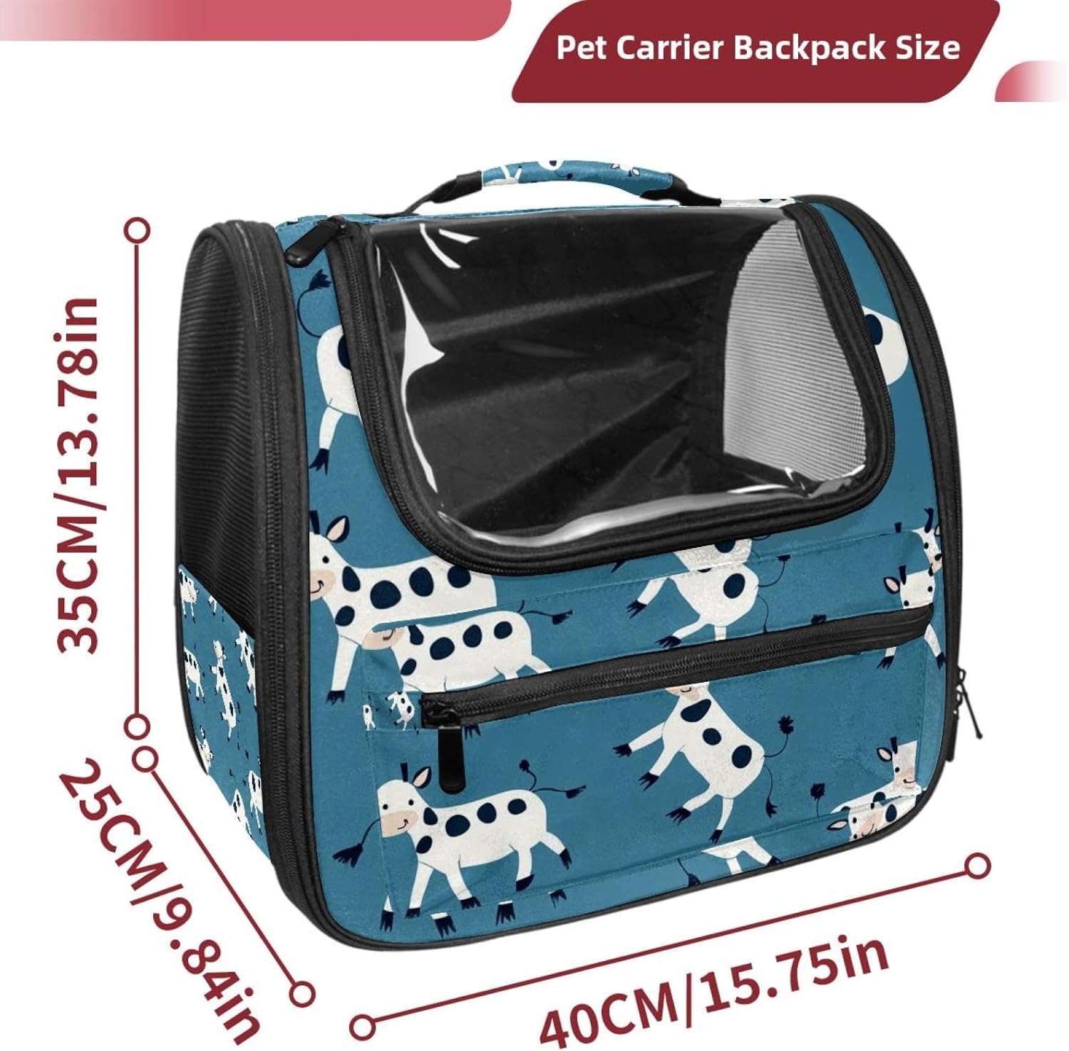 Running Cows (2) Pet Carrier Airline Approved Soft Sided Portable Cozy Travel Pet Bag, Car Seat Safe Carrier for Cats and Dogs