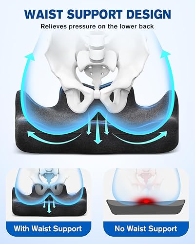 Miniatura 3 de WEEKSUN Cojín para silla de oficina, cojines de asiento de espuma viscoelástica, innovador cojín para aliviar el dolor de hemorroides y coxis, cojín