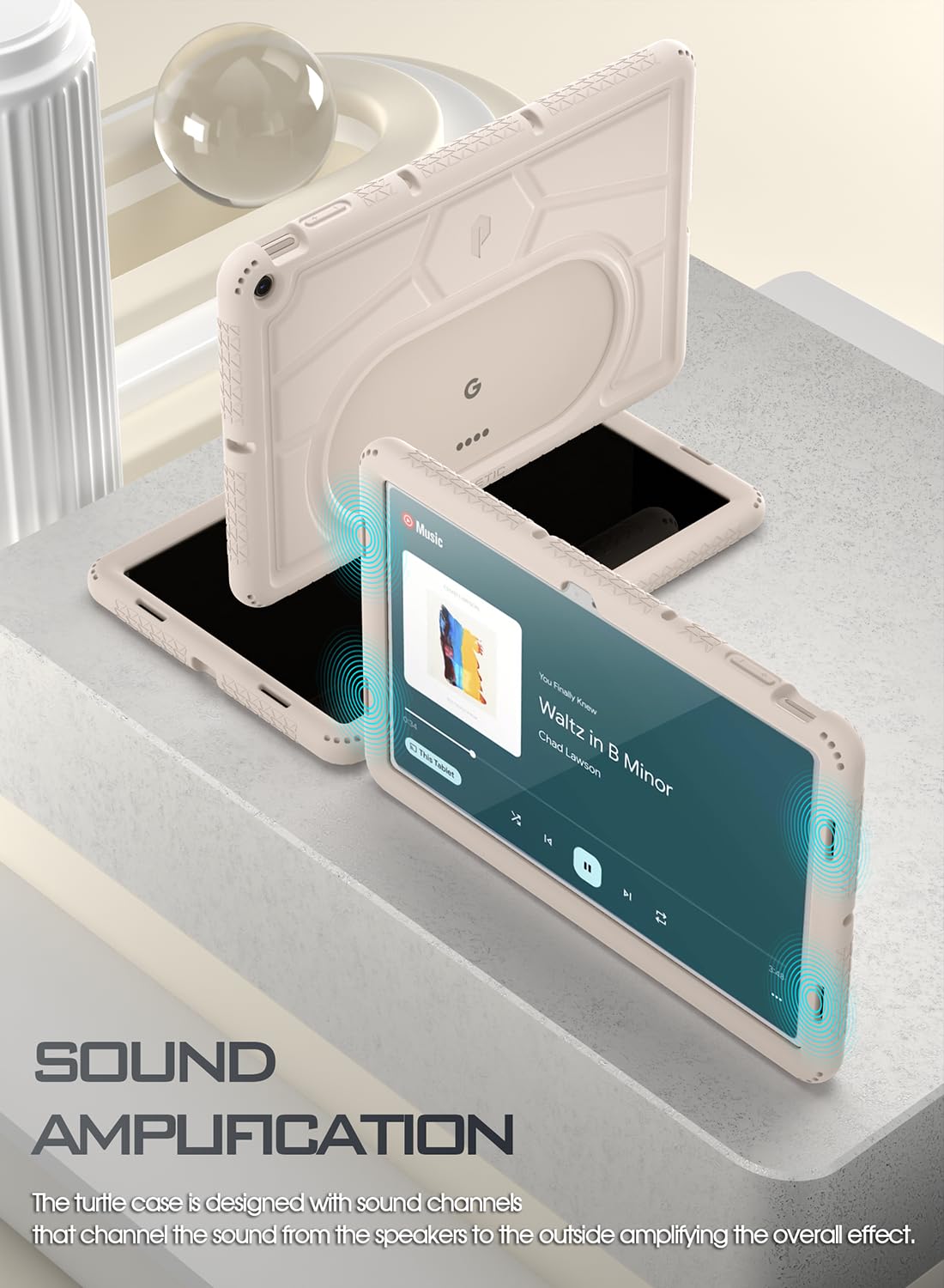 Poetic TurtleSkin Series for Google Pixel Tablet Case 11 inch (2023), Heavy Duty Shockproof Rugged Kids Friendly Drop Protection Silicone Cover Case, Porcelain