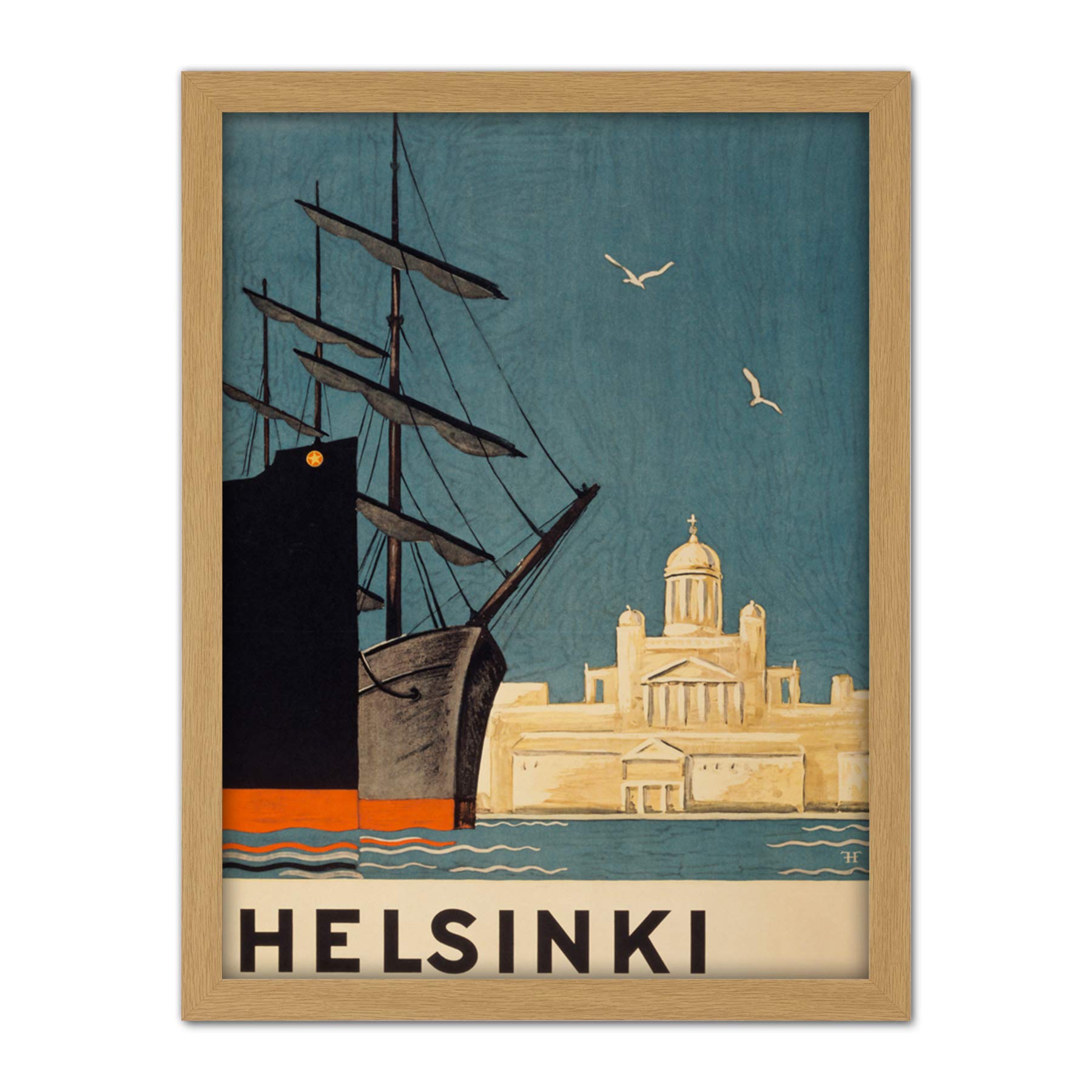 Wee Blue Coo Finland Helsinki Cathedral Ships Artwork Framed Wall Art Print 18X24 Inch