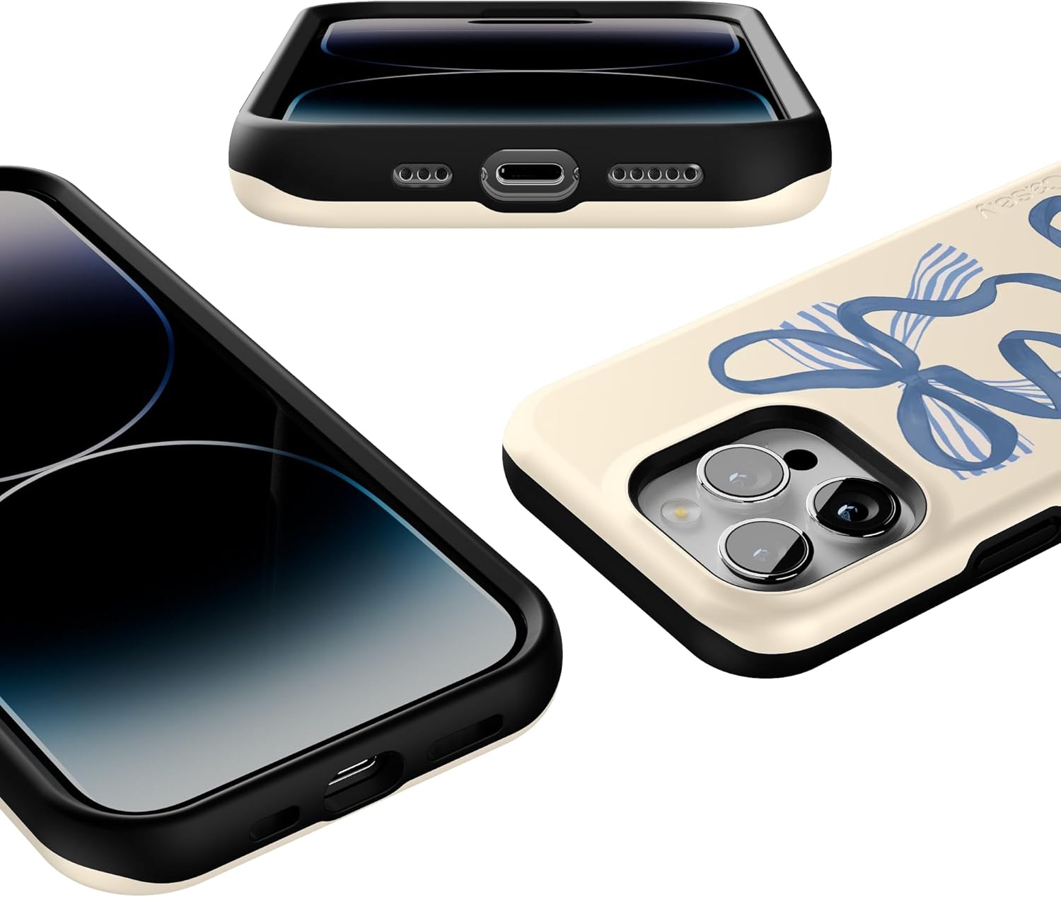 Casely iPhone 14 Pro Case | Heartstrings | Blue Bow | Bold Protective Design | Compatible with MagSafe
