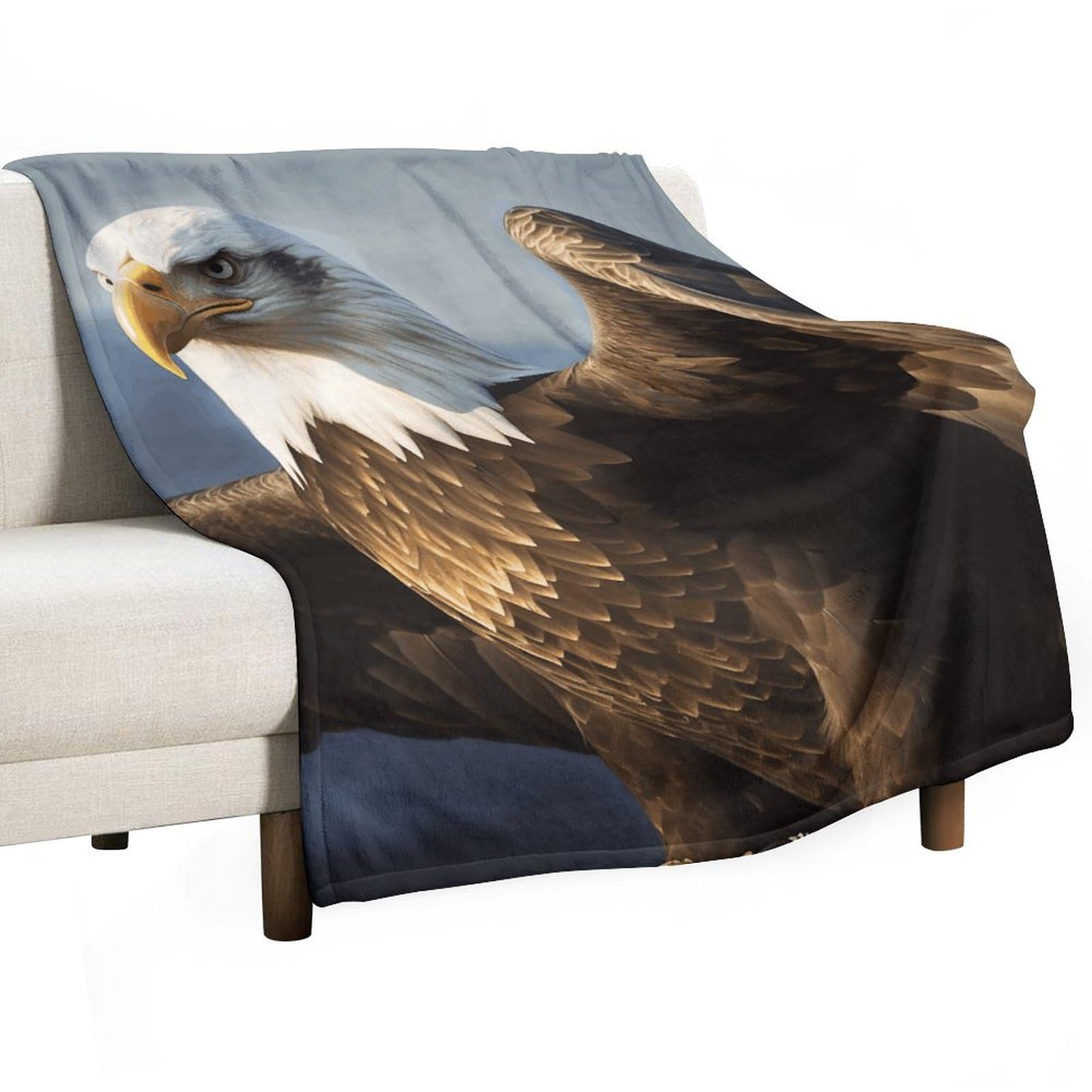Couverture flanelle douce aigle jeté de lit confortable et plaid de camping