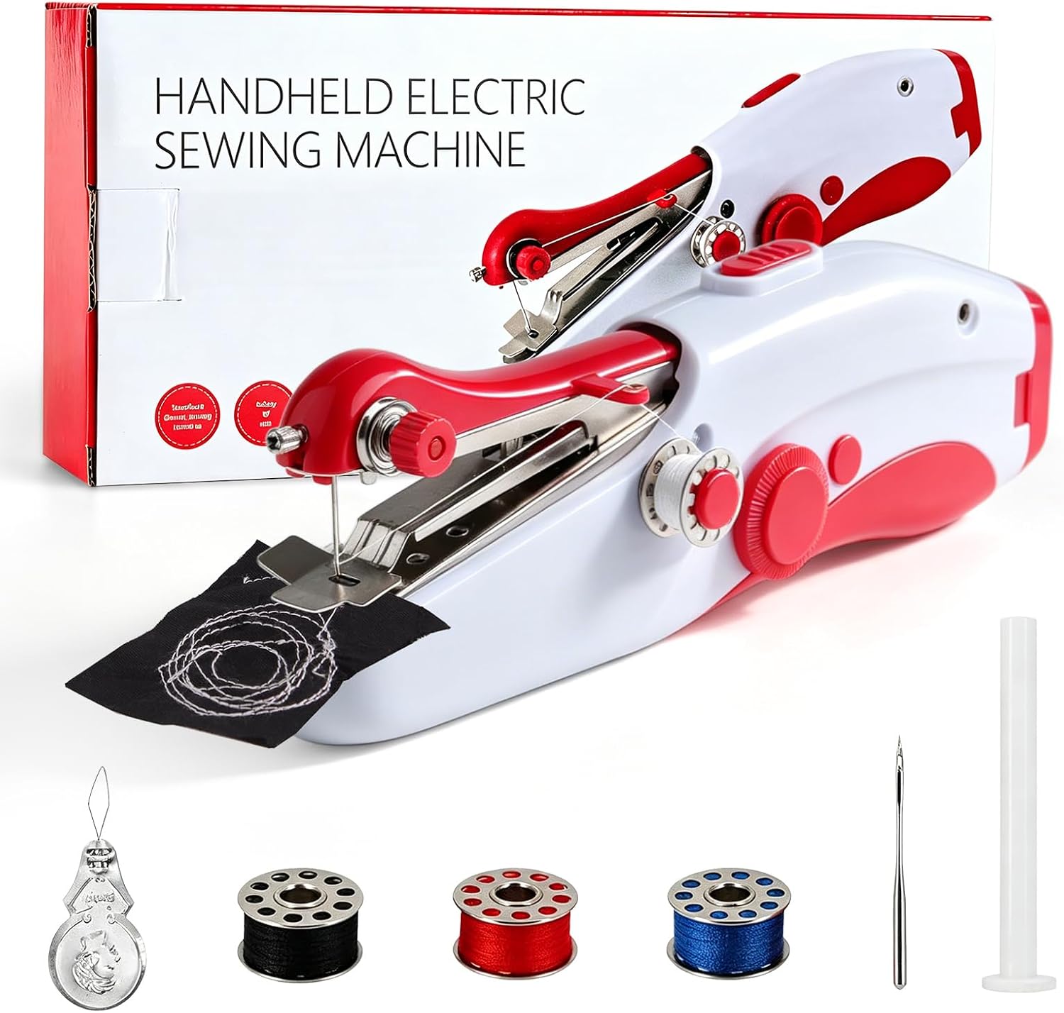 Portable Handheld Mini Sewing Machine for Beginners Adults | Dual Power Supply, Assorted Needles & Threads, Quick Stitching withFull Accessories Kit Suitable for Home, Travel, DIY