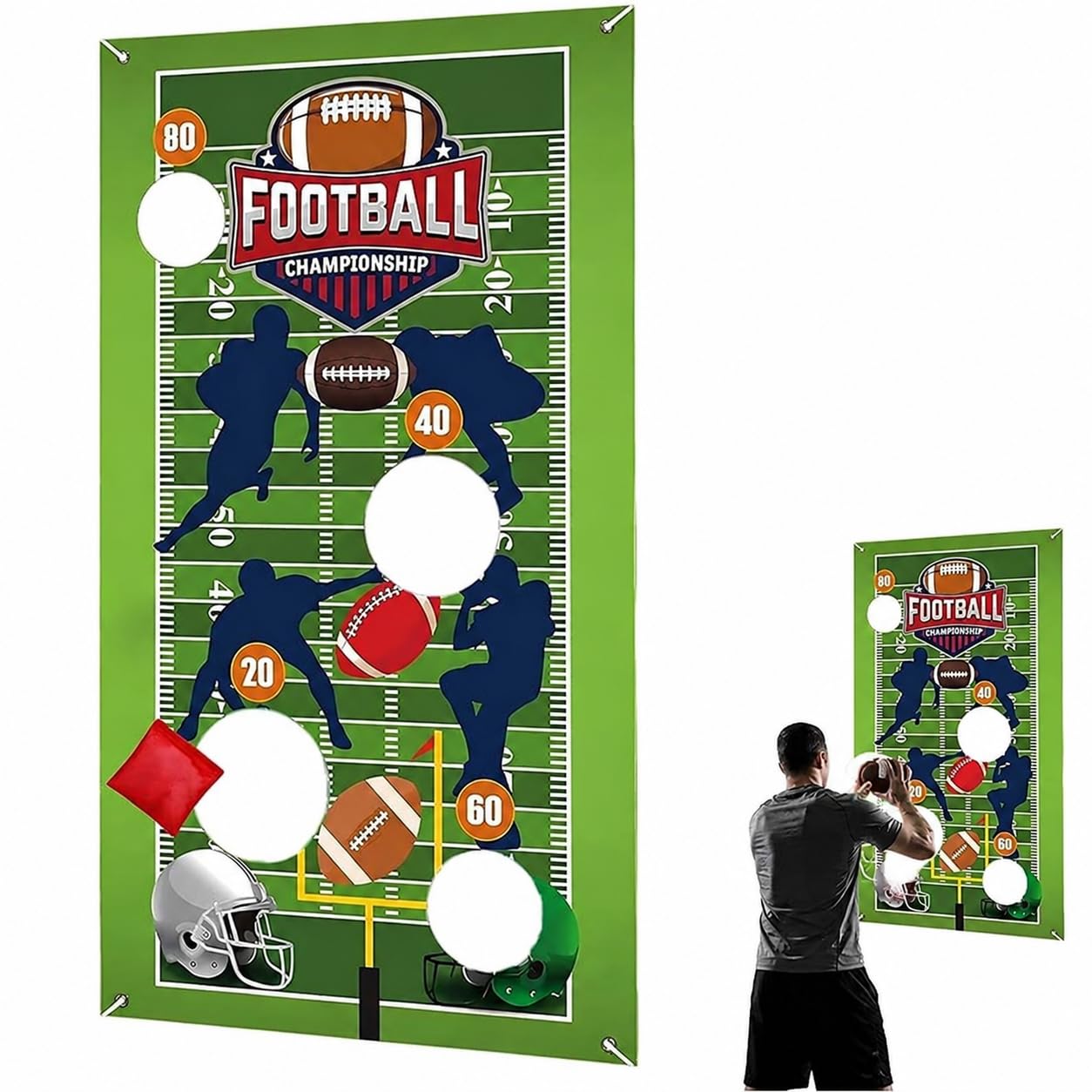 Banderín Decorativo para Fiesta temática de fútbol Americano 1 Unidad 135x75cm Color Multicolor para cumpleaños, Exterior y Eventos Deportivos