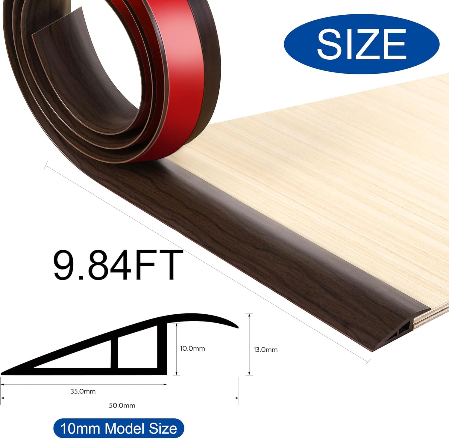 BNELL Floor Transition Strip Self Adhesive-PVC Carpet & Floor Edging Trim Strip,Threshold Transitions Suitable for Threshold Height Less Than 10mm (9.84FT_Walnut Grain)