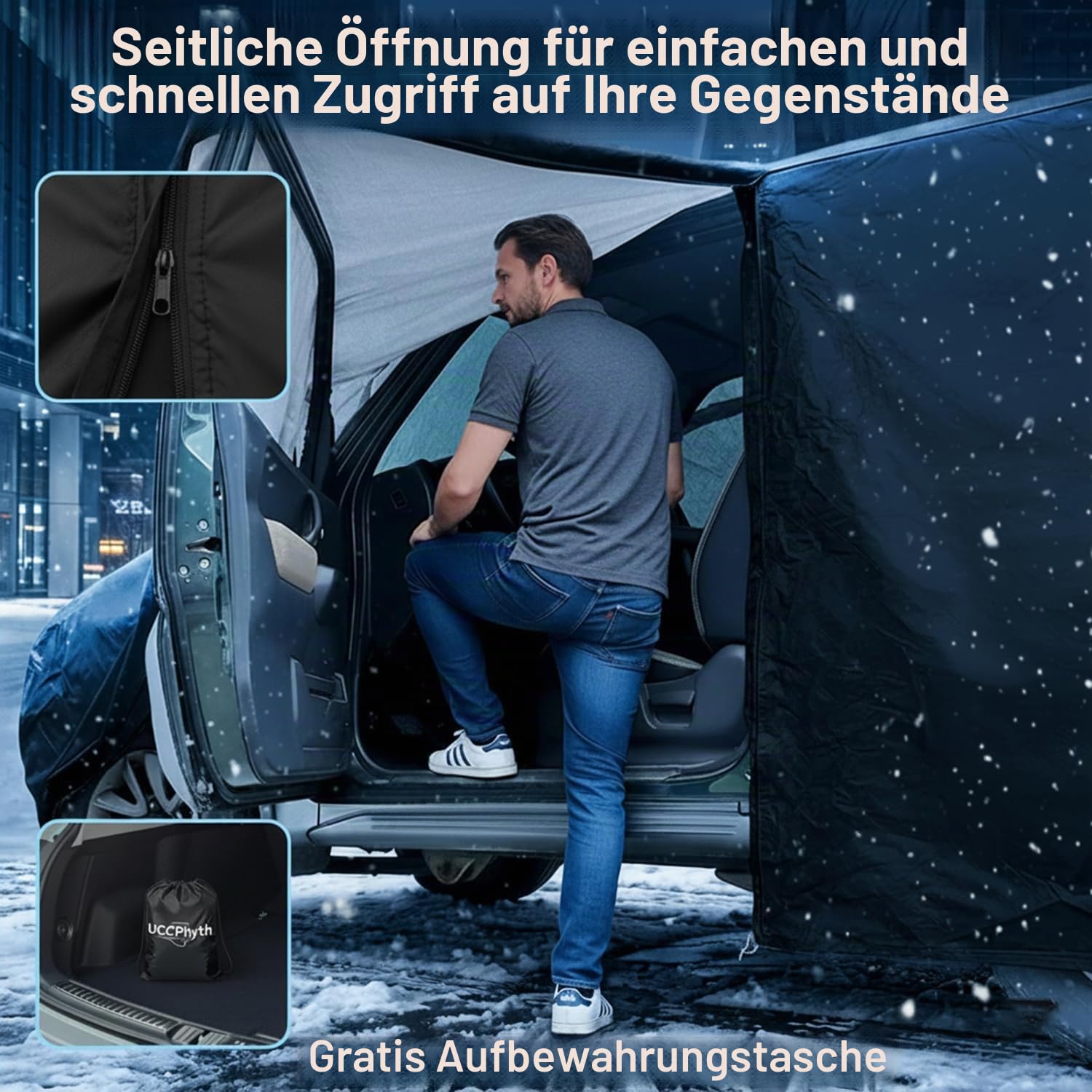 Autoabdeckung für Jimny 3-Türer 1998–2024, maßgeschneiderte Auto Abdeckplane mit Reißverschluss an der Fahrerseite, 4000 mm wasserdicht, Auto Vollgarage für Suzuki.