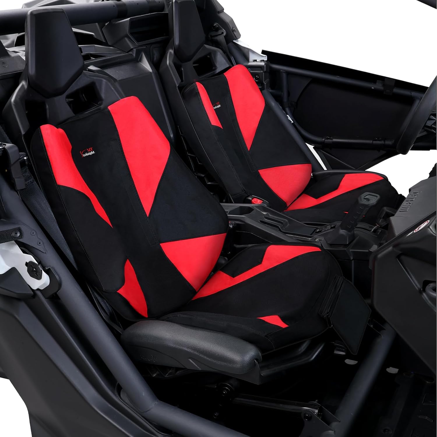 StarknightMT X3 Seat Cover Compatible with Can-Am Maverick X3 & MAX 2017-2026,Waterproof Seat Cover with Pocket for Front Rear Seats Black and Red