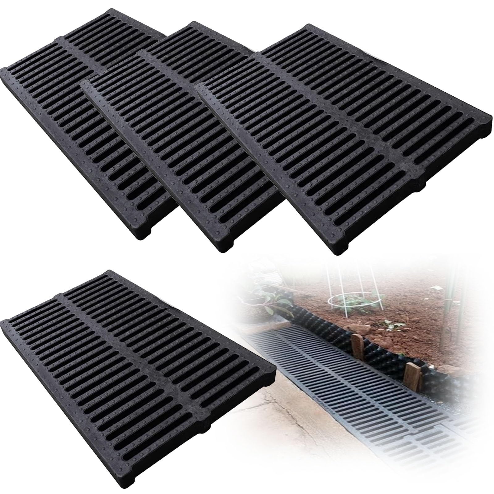 Genérico Tapa de desagüe Exterior extraíble, Rejilla de canaleta de plástico polimérico para Drenaje de Granjas y Balcones, 10 cm de Ancho x 2 cm de Alto, Ideal para Pistas Deportivas y Zonas de GANA