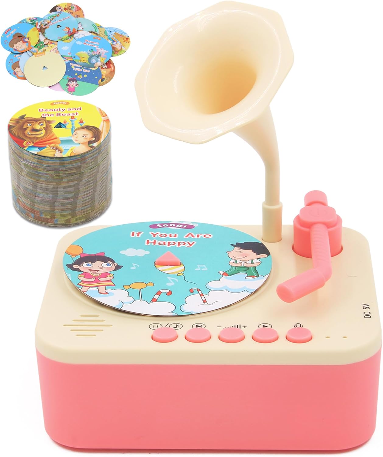 Kids Phonograph with 99 Cards, Toddler Record Player, Story & Music Player, Kids Music Player, Educational Phonograph for Boys and Girls Age 3+, Toddler Toys for Early Learning
