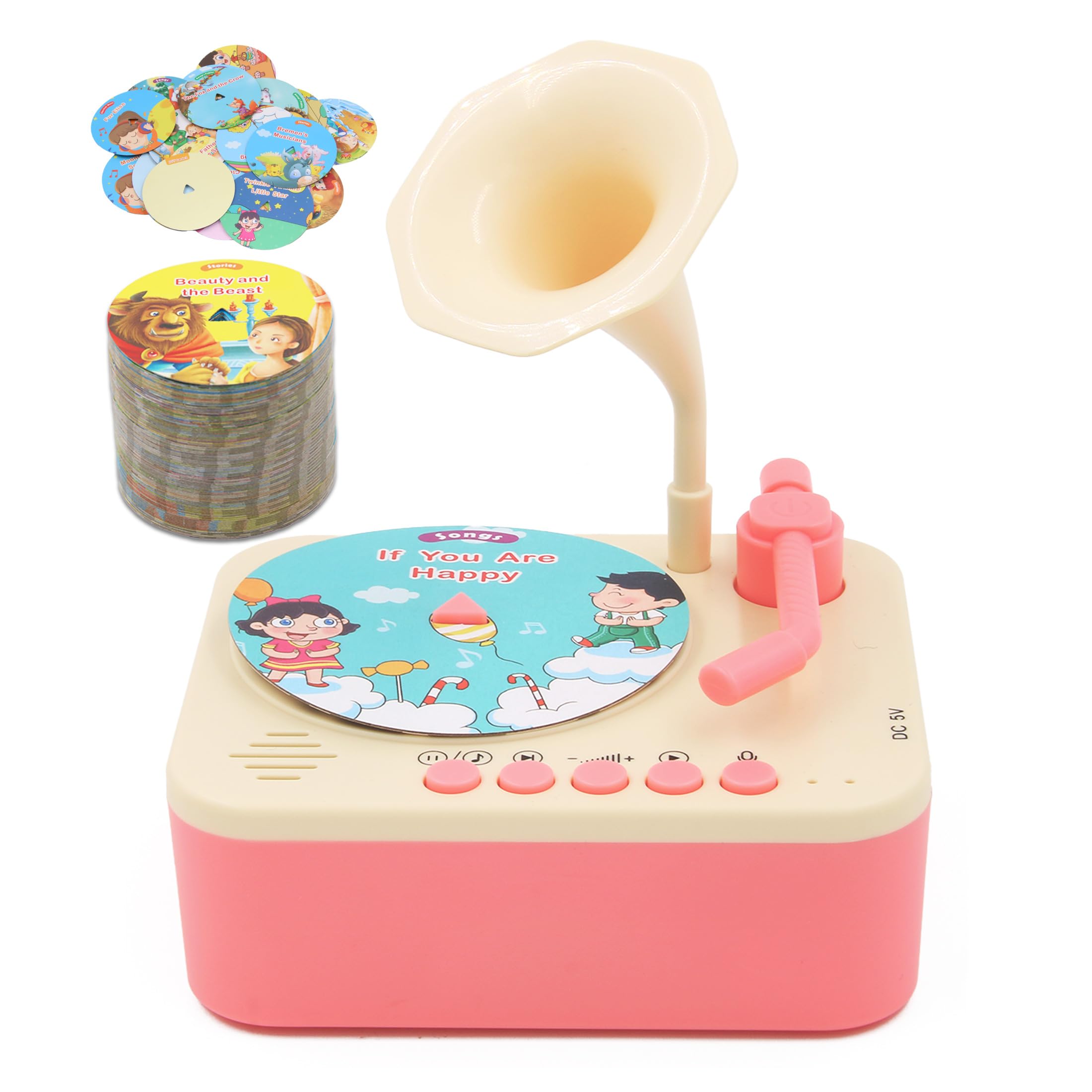 Toddler Phonograph with 99 Cards, Kids Record Player, Story & Music Player, Toddler Music Player, Educational Phonograph for Boys and Girls Age 3+, Kids Toys for Early Learning , Age 3+