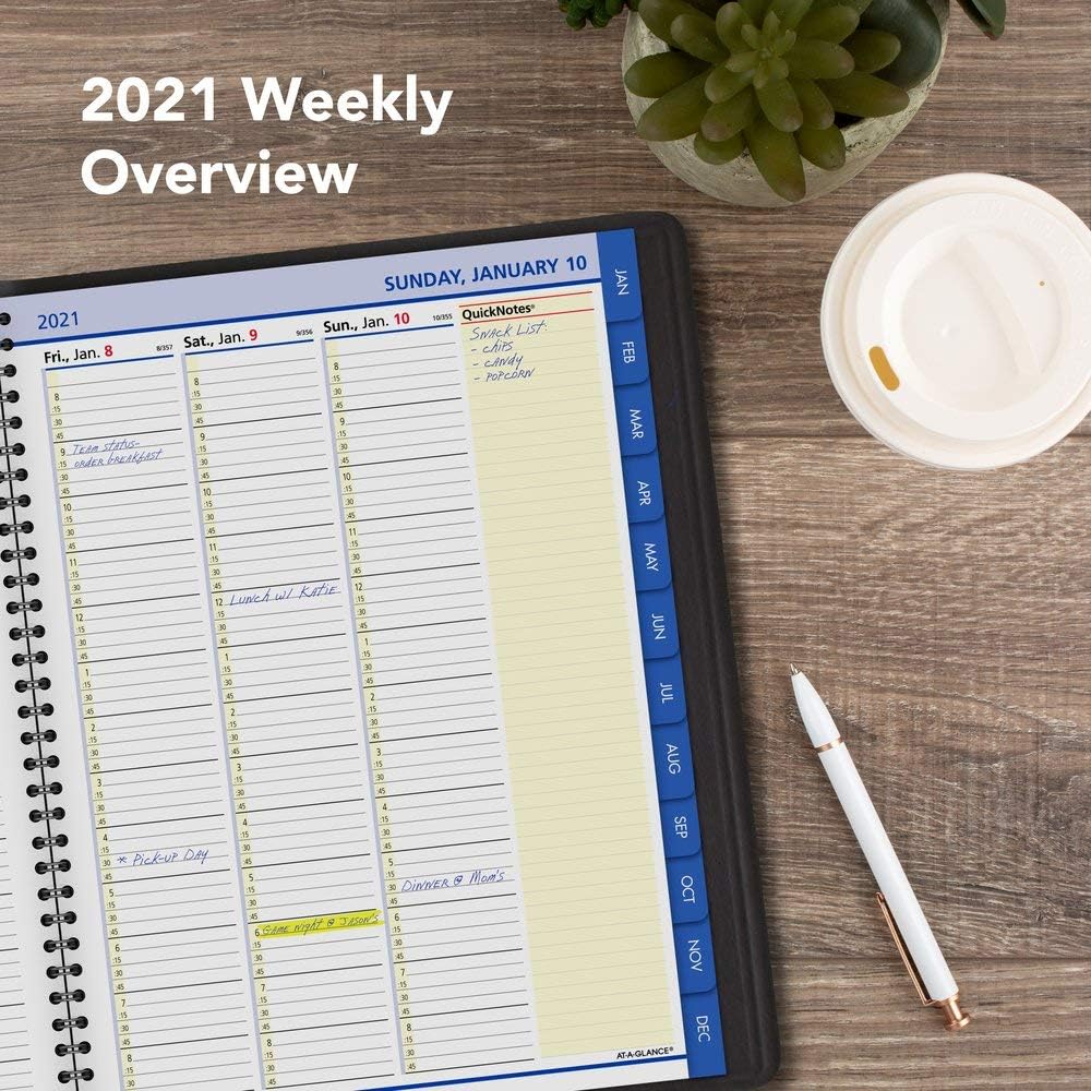 2021 Weekly & Monthly Appointment Book & Planner by AT-A-GLANCE, 8-1/4" x 11", Large QuickNotes, Black (769500521)