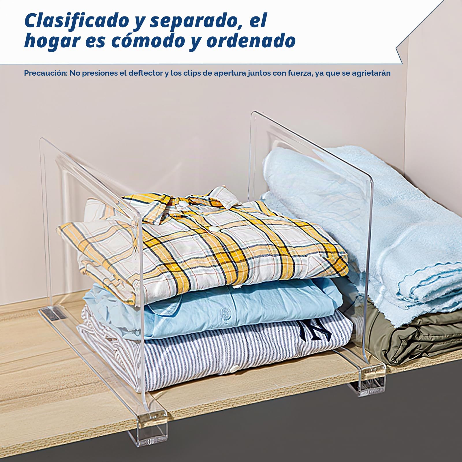 Juego de separadores de estantes de 8 piezas, 30 x 20 cm, acrílico transparente, multifuncional, para dormitorio, cocina, oficinas y más