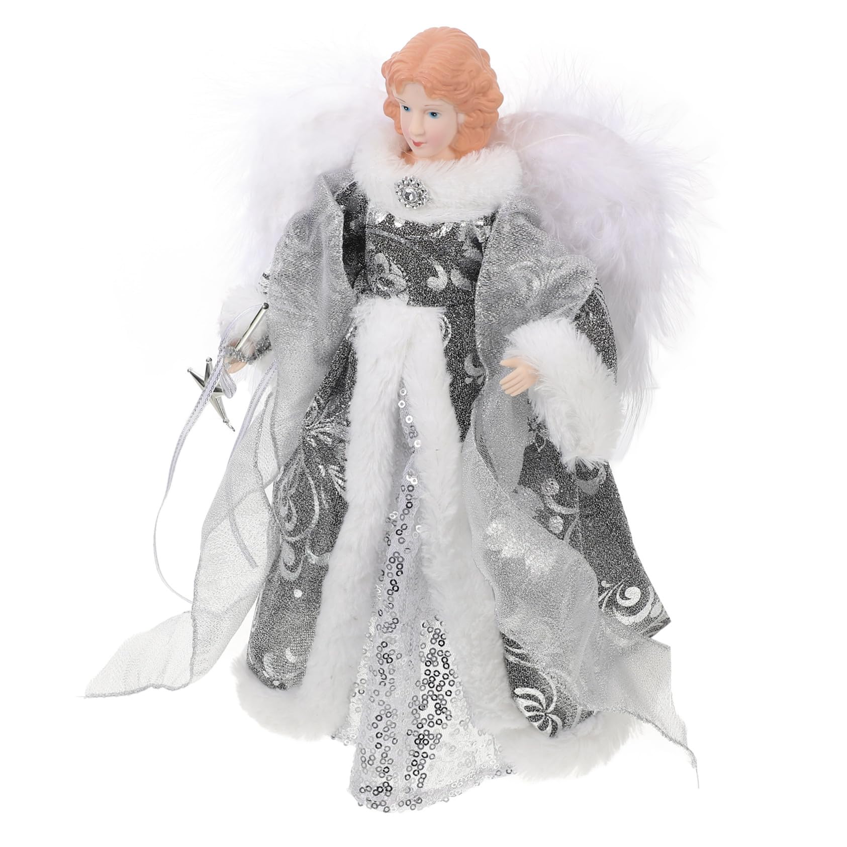 ERINGOGO Decoración Navideña Ángel con Alas de Peluche Adorno Pequeño para Árbol de Navidad Figura Decorativa para Fiesta y Regalo para del Árbol Diseño Festivo