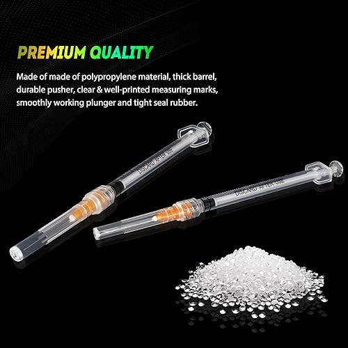 Miniatura 5 de SHAOTONG Jeringa de 0.0 fl oz con accesorios Luer Lock de calibre 25, 1 pulgada y 0.984 in, suministros desechables de dispensación de laboratorio,