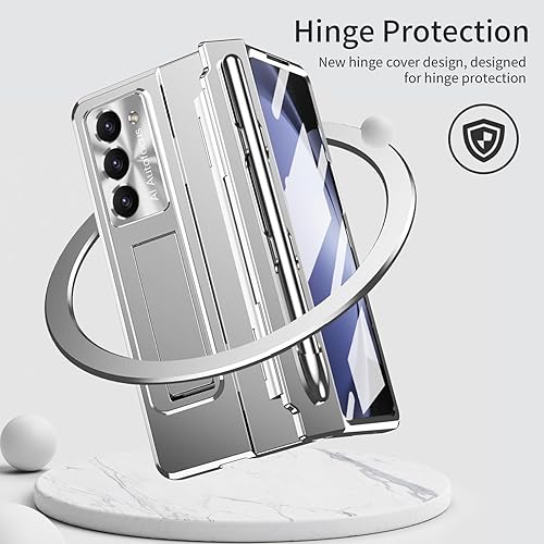 Miniatura 4 de Funda para Samsung Galaxy Z Fold 5 con S Pen y soporte para bolígrafo, diseño de una sola pieza Z Fold 5 Funda de protección de bisagra Protector de