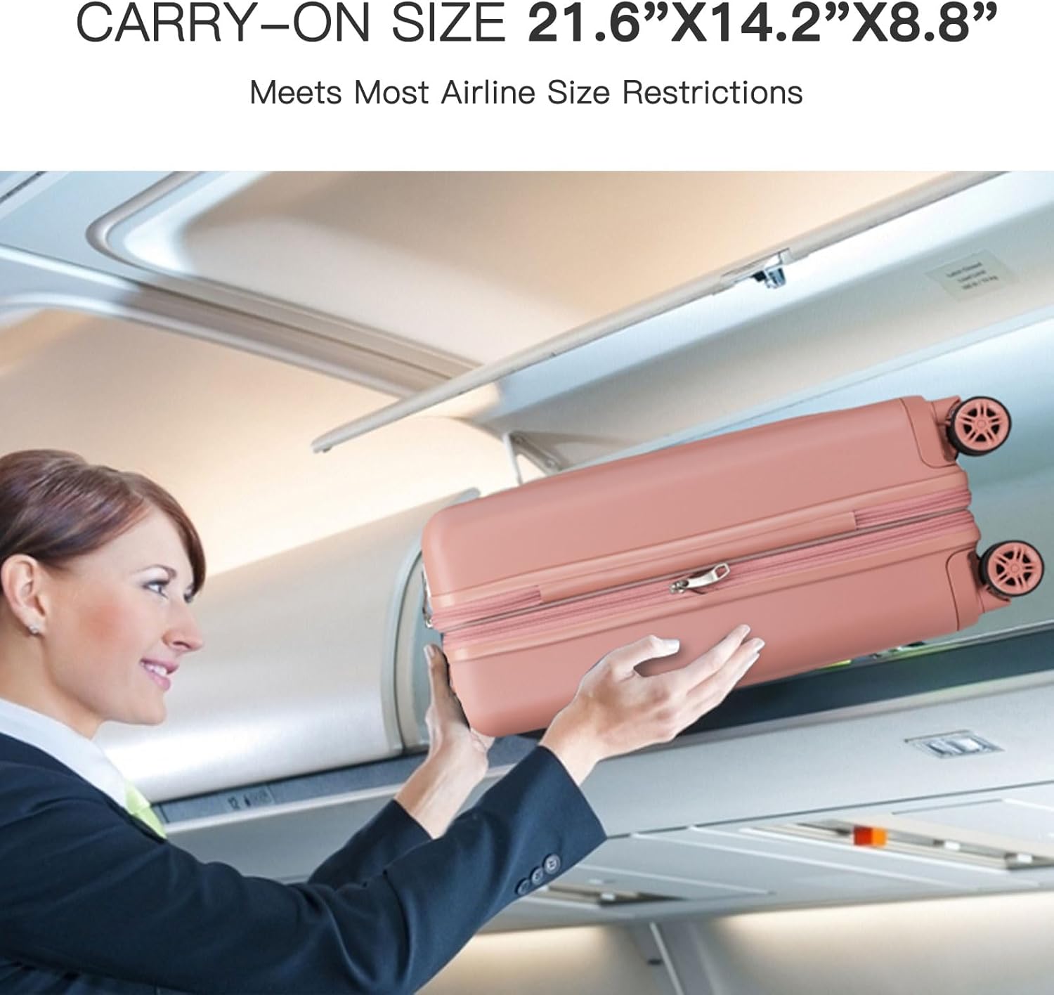 Kono Small 20 Inch Expandable Carry On Luggage with Quiet Spinner Wheels & TSA Lock, Scratch and Drop Resistant PC+ABS Hardside 22x14x9 Airline Approved Suitcase, Nude/Rose Gold