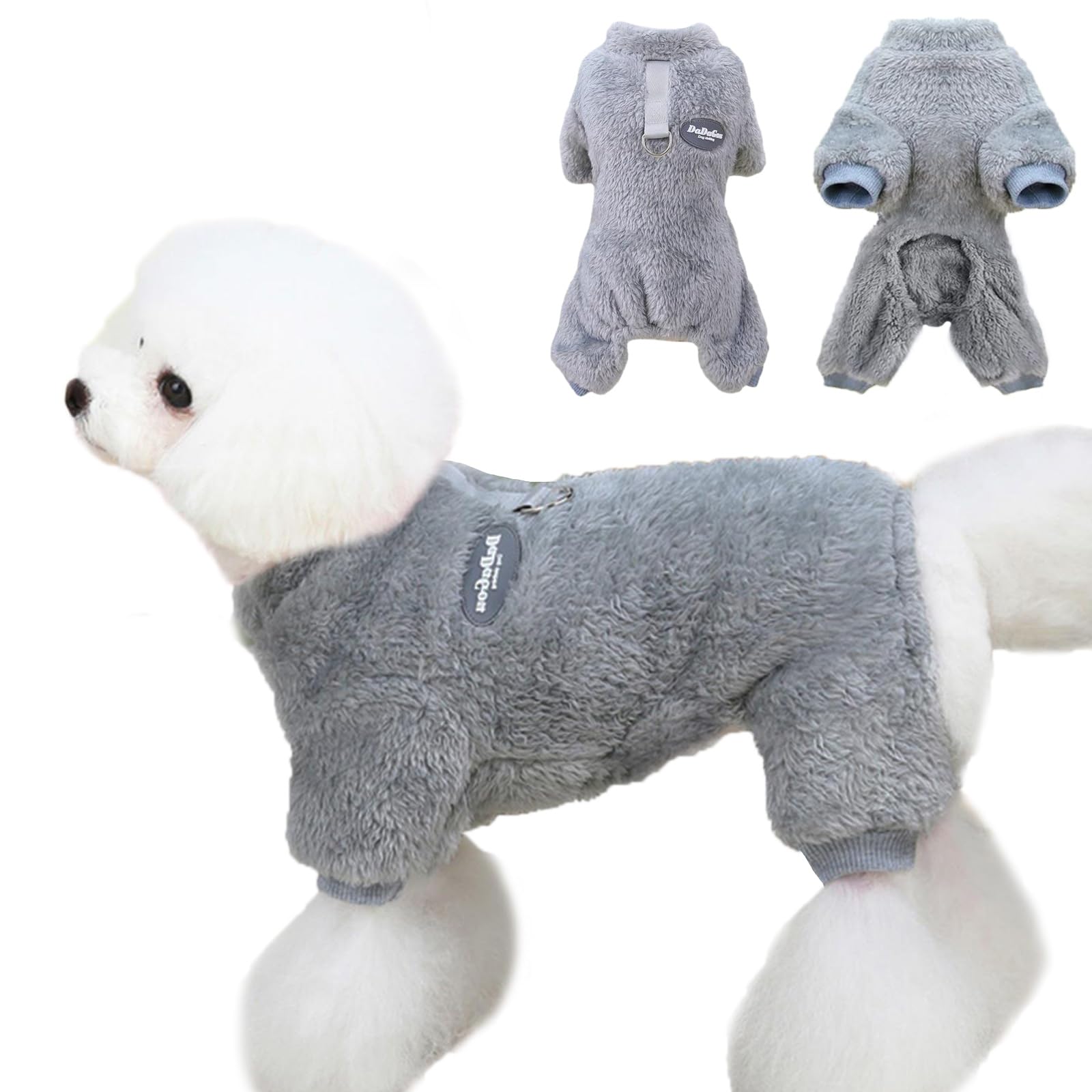 Fleece Jumper for Dog,Velvet Dogs Sweaters Warm Dog Winter with Legs Coats Windproof Dogs Jumpsuit,Puppy Clothes with Leash,Comfy Pet Jackets for Small Medium Pet Cats Dogs (Large)