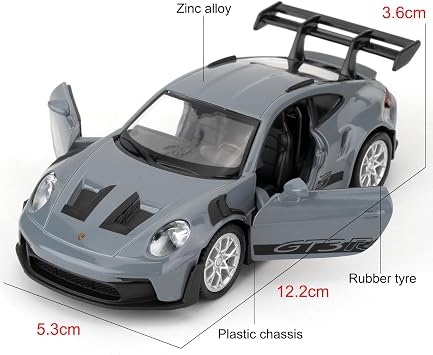 1/36 Porsche 911 GT3 RS Car Models, Collectible Diecast Pull Back Vehicles Toy Car, Birthday Gifts for Boys Girls (Gray)