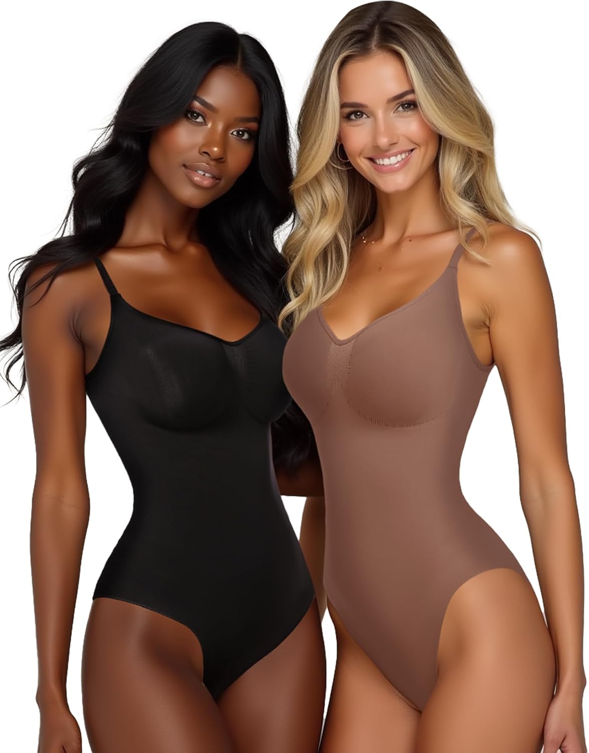 2-Pack Shapewear Bodysuit for Women – Seamless Tummy Control, Waist Slimming Butt Lifting Body Suit for Women