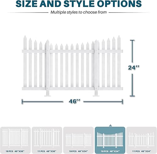 Miniatura 66 de Coarbor 1 juego de valla de vinilo de 84 x 36 pulgadas, valla decorativa de PVC blanco para patio, patio al aire libre, barrera para mascotas, valla