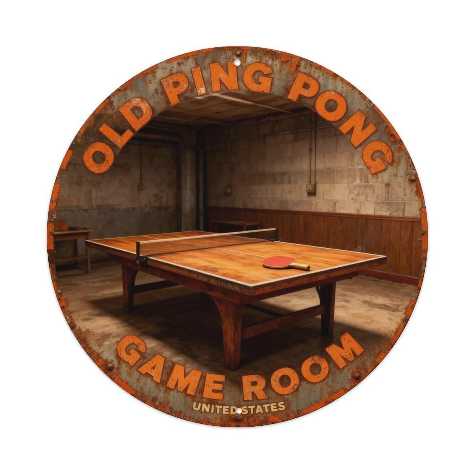 OLD PING PONG GAME ROOM Metal Tin Sign Plaque