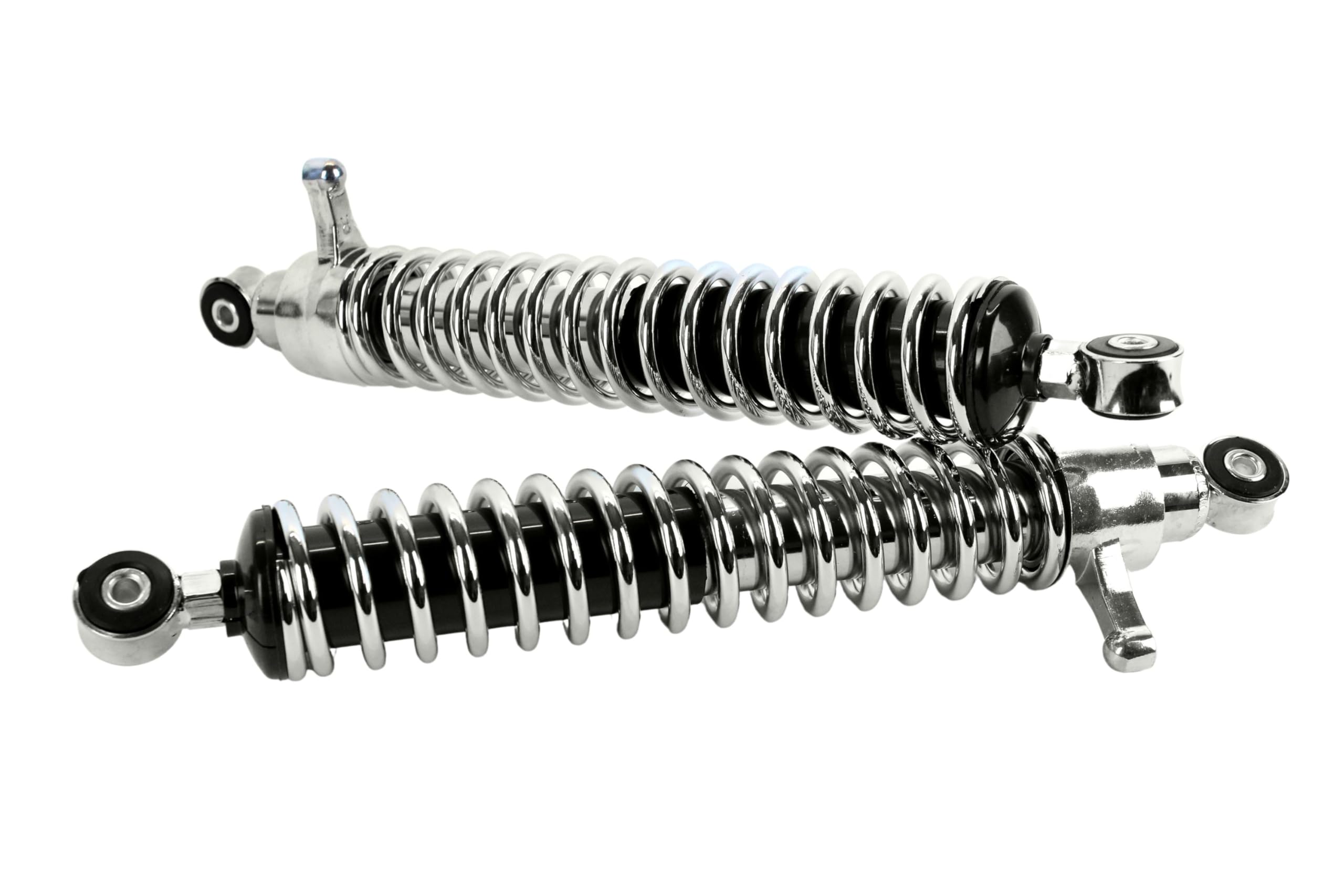 2 Stoßdämpfer, Federbeine 380mm, Tuning für Simson Enduro S51 S50 S70, verstellbar, Feder verchromt