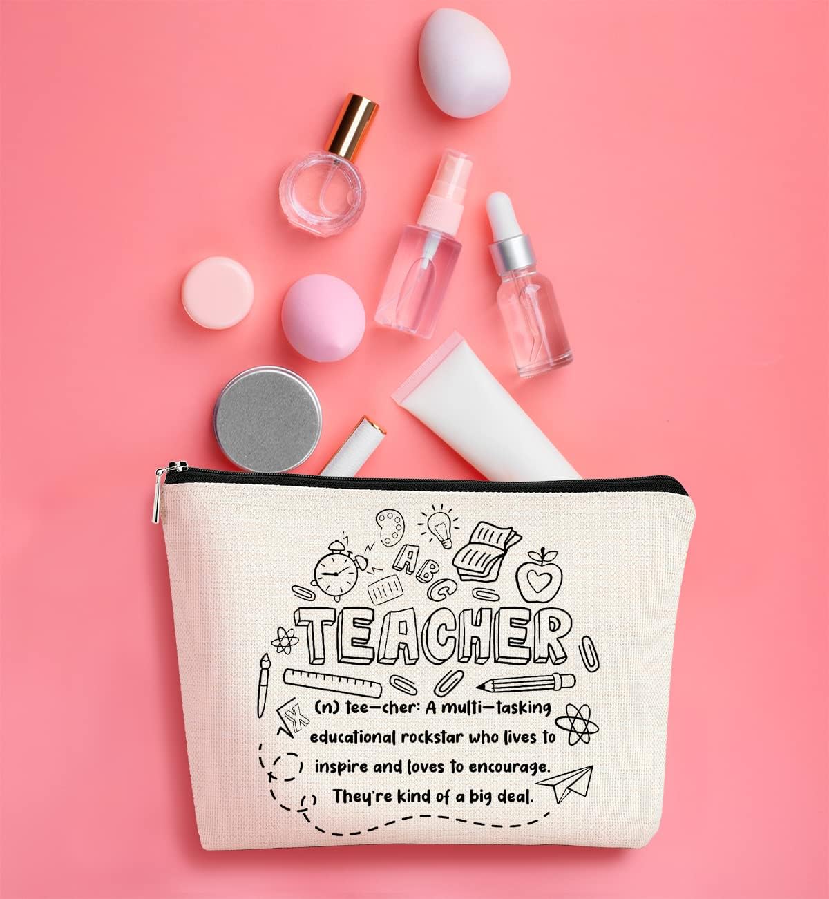Teacher Survival Kit Bag - Makeup Bag for Women, Small Cosmetic Bag for Teacher Appreciation, Graduation & Birthday Gifts image 3