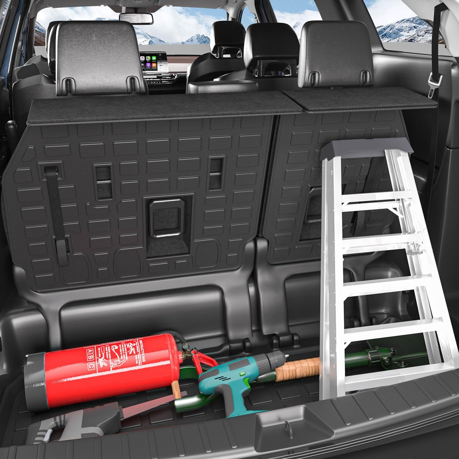 Cargo Mat Backrest Mat Compatible with 2021-2025 Toyota Sienna 7&8 Passenger W/O Spare Tire TPE Cargo Liner Replacement for 2021-2025 Toyota Sienna Accessories (Cargo Mat+Backrest Mat)