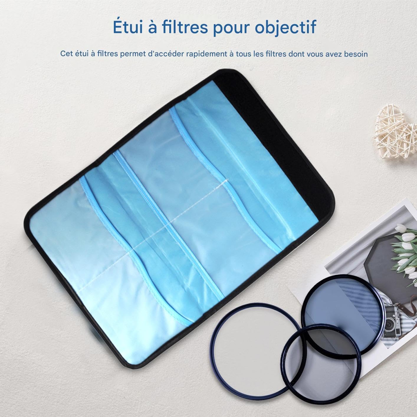 Étui à Filtres,Pochette Étanche Poussière Sac de Transport Filtre Appareil Photo - Sac de Stockage Imperméable Protecteur pour Vidéastes Cinéastes de Rue Studio Mariage