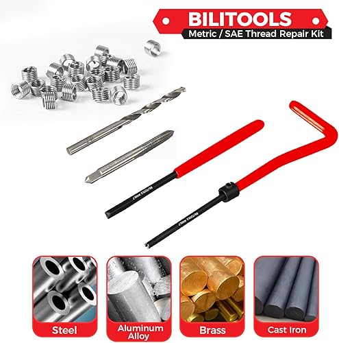 Miniatura 62 de BILITOOLS Kit de reparación de roscas M12x1.25, HSS Drill Helicoil Kit de reparación métrica