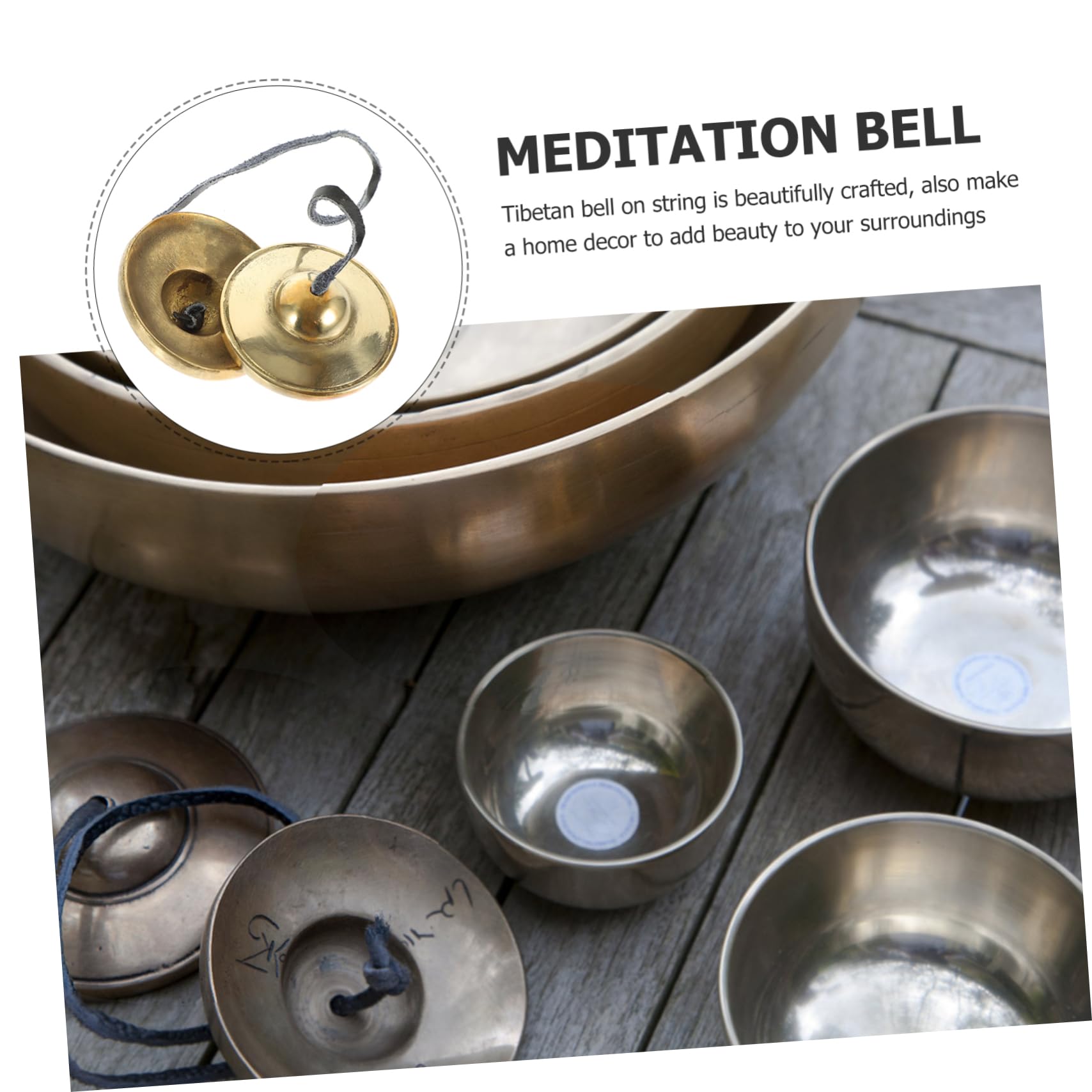 ULDIGI Hand Cymbals for Adults Cymbal Bell Meditation Bell Chime Bell Copper Pull Bell for Meditation