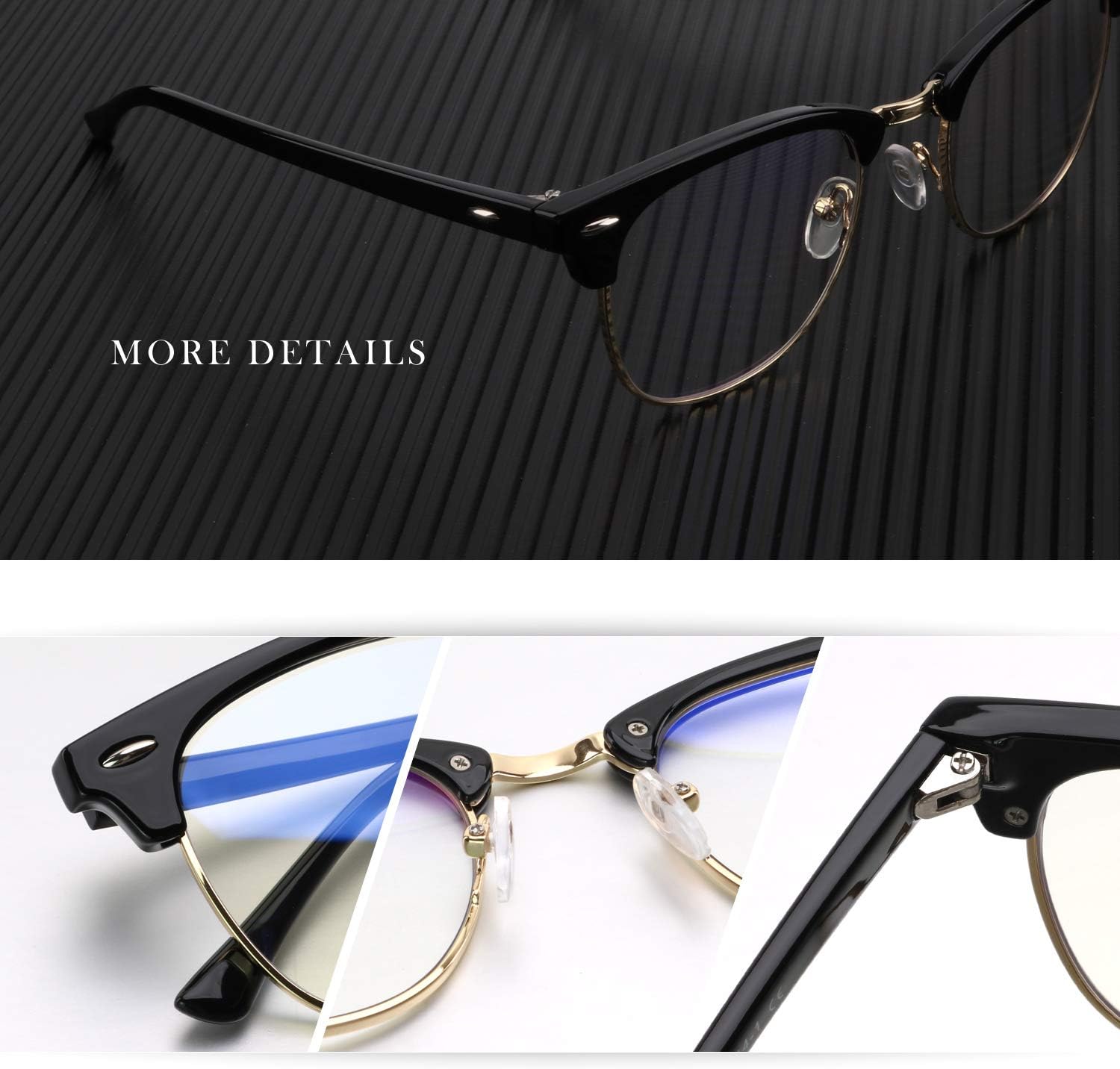 ANYLUV Blue Light Blocking Glasses-2 Pack Classic Semi Rimless Clear Lens Anti Eyestrain Computer Gaming Glasses for Men Women