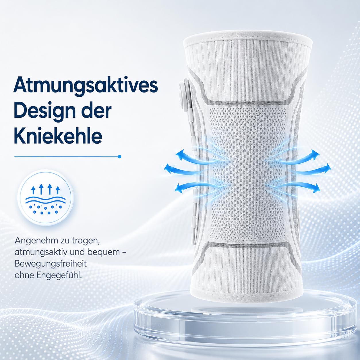 VILAO Kniebandage Drehverschluss Patellarschutz 3D Kompression Stabilität Sport Laufen Fitness Alltag Rutschfest Schwarz (2 Grauweiß,L)