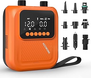 20PSI Elektrische SUP Pumpe, 12V DC Sup Pumpe, 5 Modi & Custom Modus, Kompakt mit Aufbewahrungstasche, intelligentes zweistufiges Aufblasen, Luftpumpe für Kajaks, Zelte & Luftmatratzen