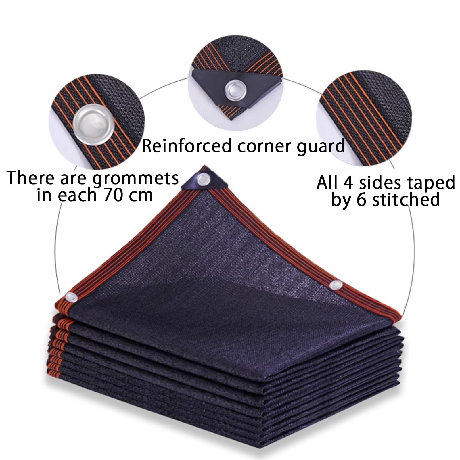 Malla De Sombreo con Ojales Tela de Sombra Malla Sombreadora Jardin PañO De Sombra Bloqueador Solar Protección UV para Exterior Patio Plantas Flores Balcón (5x10m,12 Pines Negro)