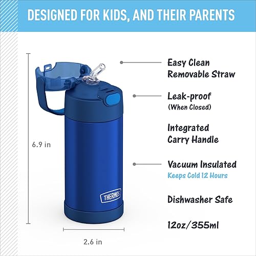 Miniatura 2 de THERMOS FUNTAINER - Botella de acero inoxidable con aislamiento al vacío y sorbete capacidad de 12onzas para niños azul