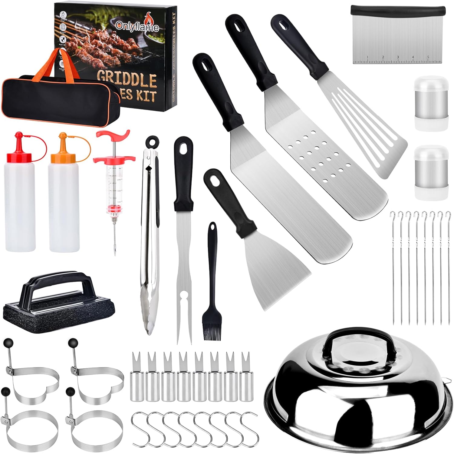 Onlyflame 44PCS Professional BBQ Griddle Tool Kit for Flat