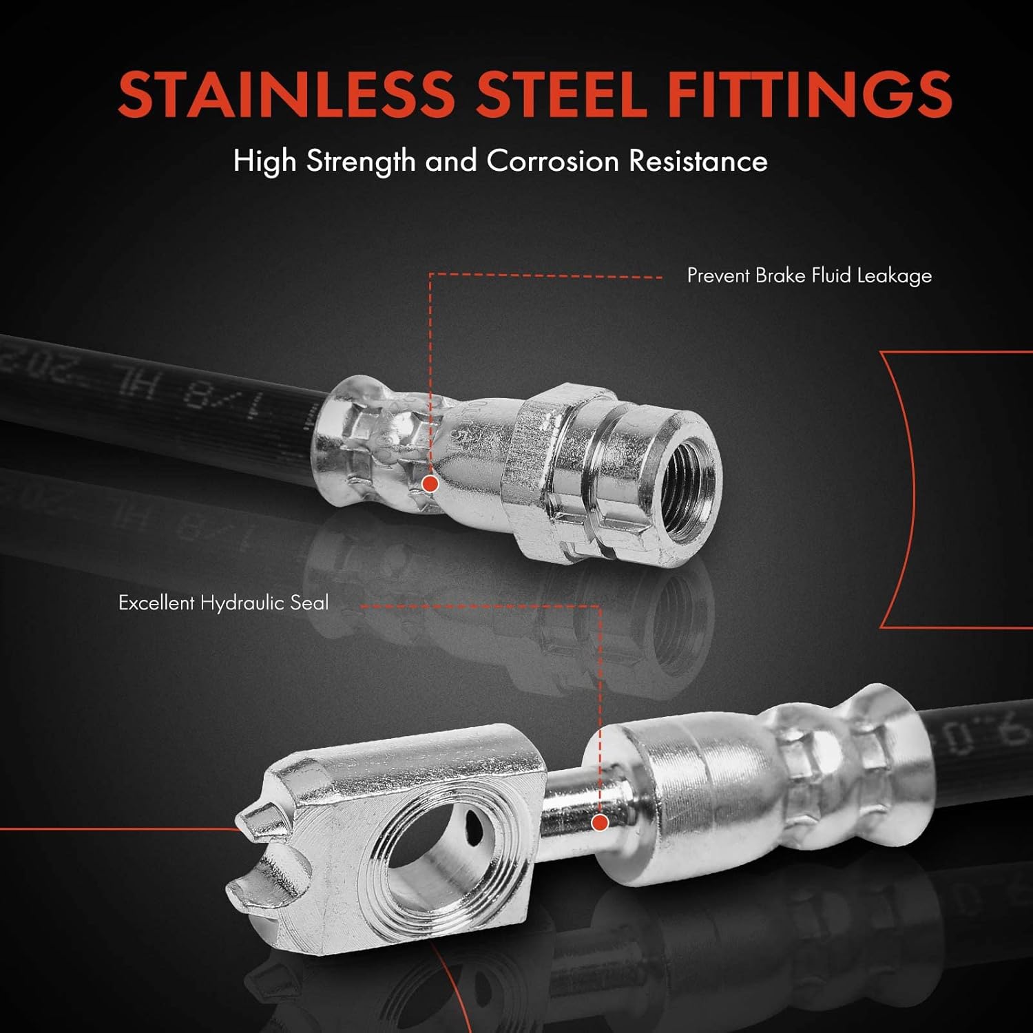 A-Premium Front Driver or Passenger Brake Hydraulic Hose Compatible with Select Audi and Volkswagen Models - Q3/Q3 Quattro 2015-2018, For Tiguan 2009-2018, 2.0L, Turbocharged - Replace# 5N0611701A